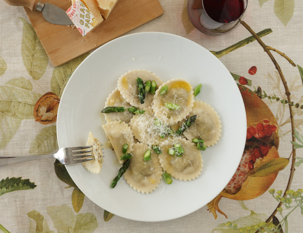 Potato and Truffle Tortelli with Melted Butter, Asparagus and Parmesan